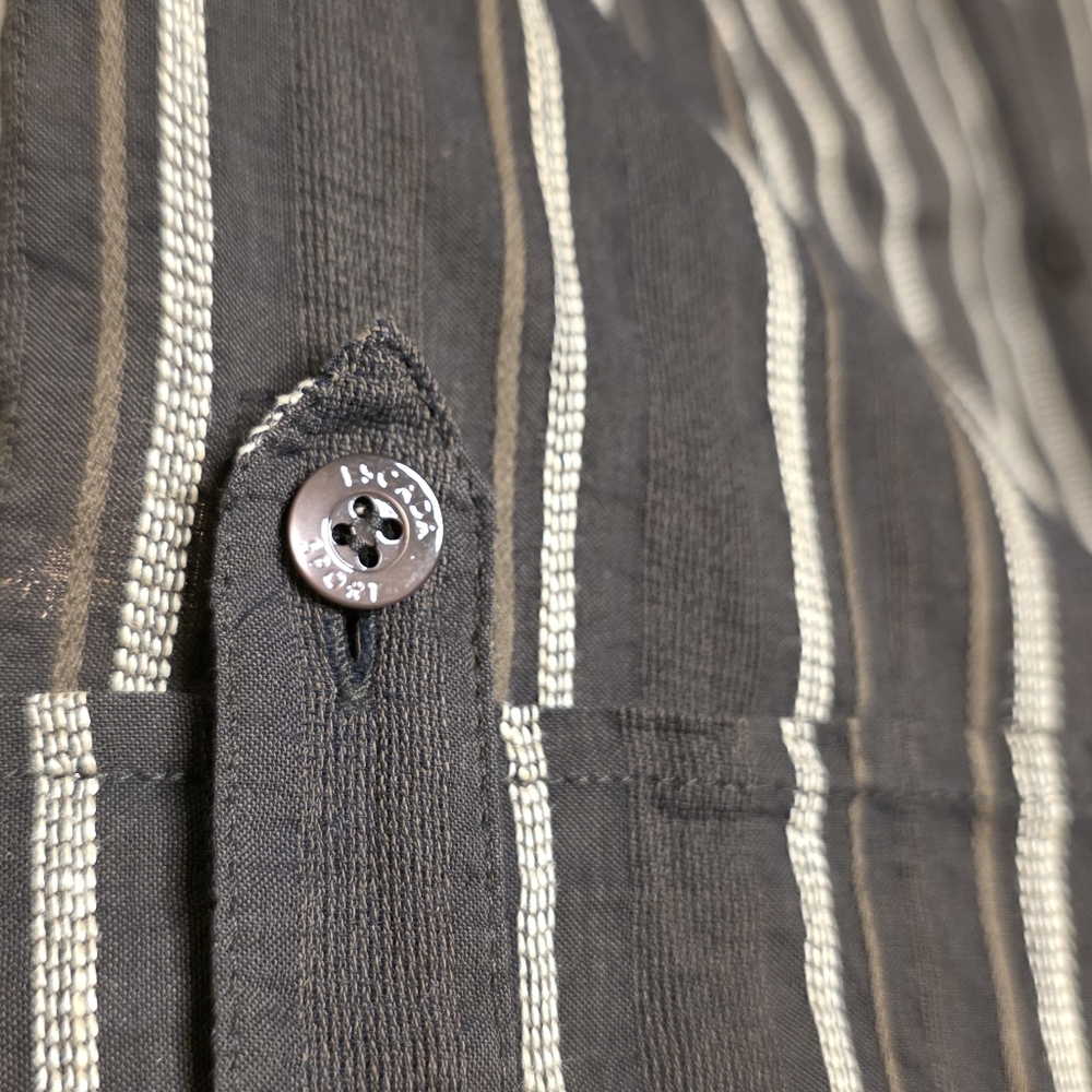 Escada Brown and Cream Striped Button Down Short Sleeve Y2k 90s See Measurements - Picture 5 of 15